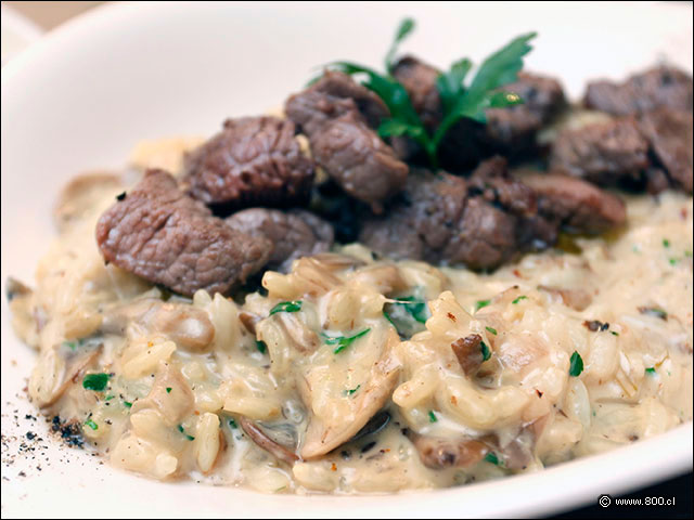 Dados de filete, un opcional que se le puede aadir al Risotto Funghi - Vapiano (Providencia)